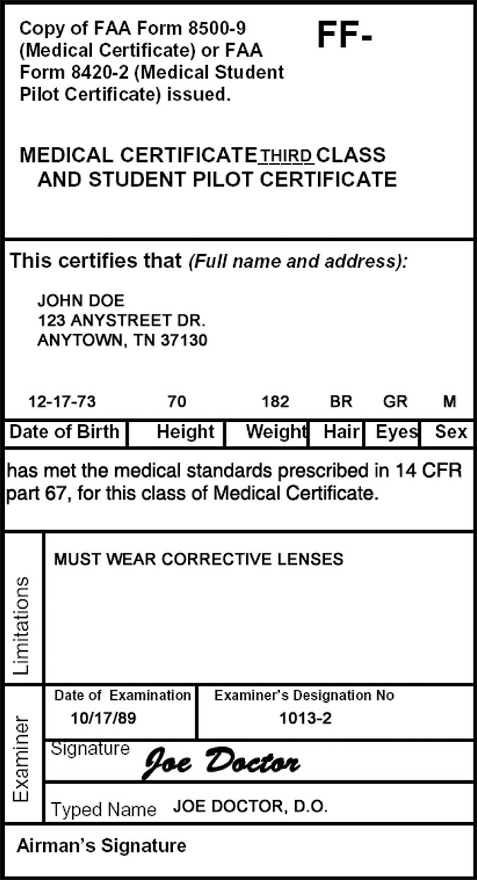 faa student pilot certificate
